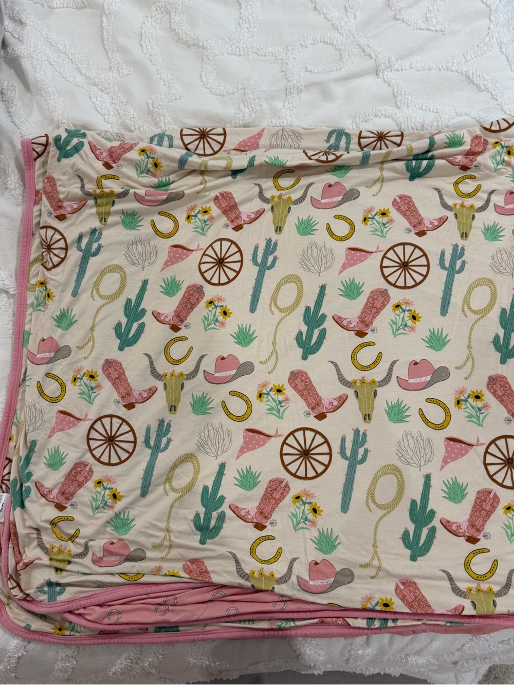 Little Sleepies Pink Western Cowgirl Pattern Blanket